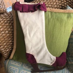 Ice Skate Xmas Stocking w Wooden Blade